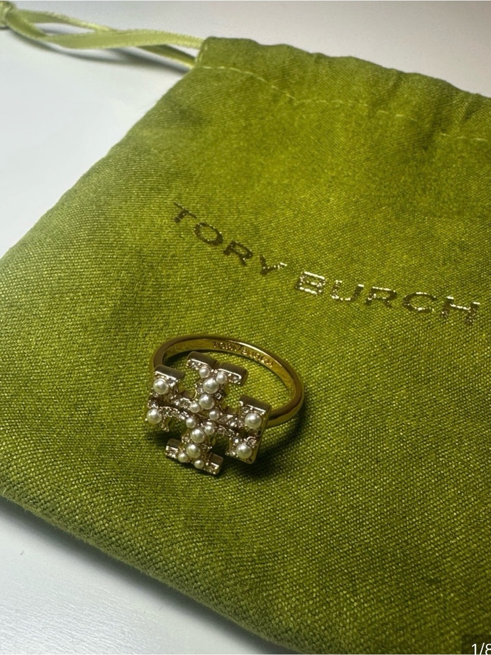 Tory Burch Pleated Pearl Ring Size 7
